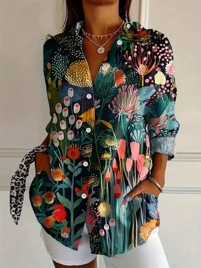 Elegantes Langarmhemd mit buntem Muster