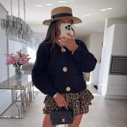 Cozy Chic Damen-Strickjacke mit Knöpfen und Taschen