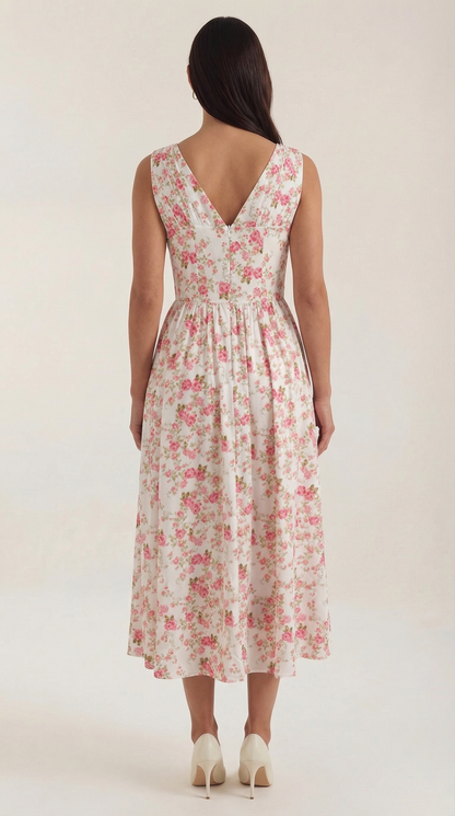 Damen Korsett Midi Sommerkleid
