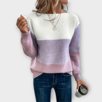 Eleganter Strickpullover mit mehrfarbigem Blockmuster
