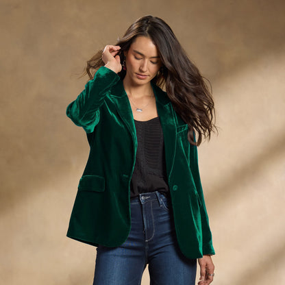 Bestickte Samt-Herbstjacke