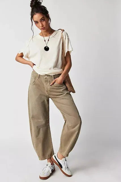 Weite Freizeithose aus Jeansstoff für Damen für den Winter