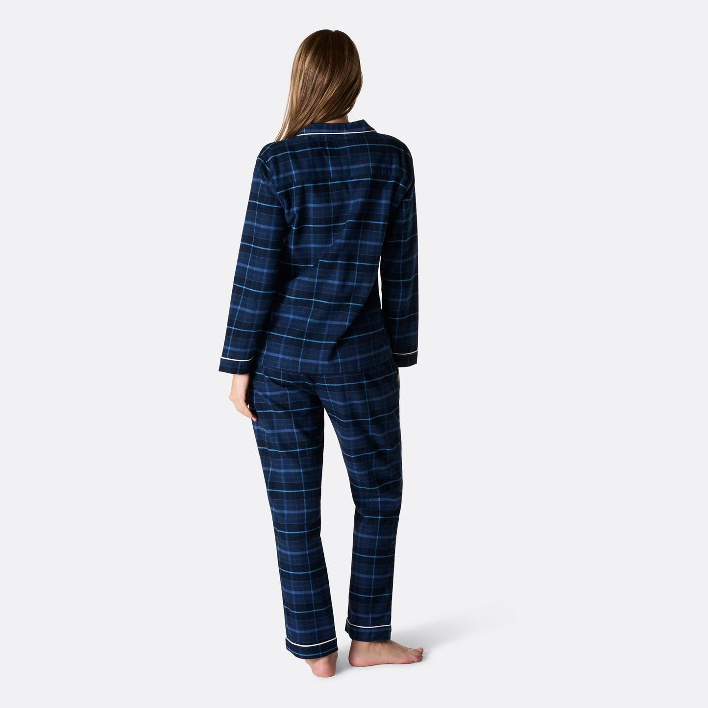 Gemütlicher blauer Flanell-Weihnachtspyjama für Damen