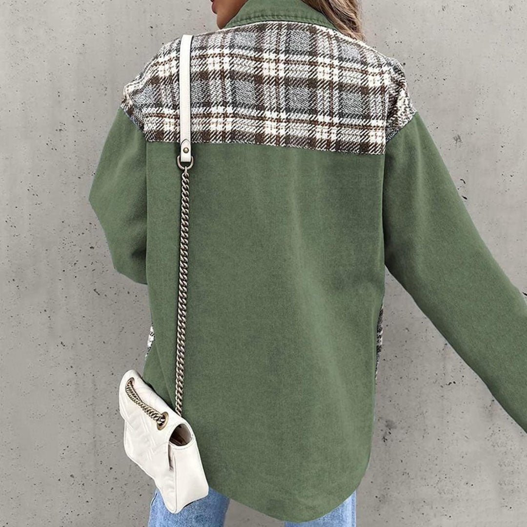 Schicke Kariertes Jacke mit Klassischem Kragen für Damen