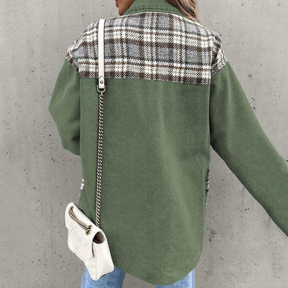 Schicke Kariertes Jacke mit Klassischem Kragen für Damen