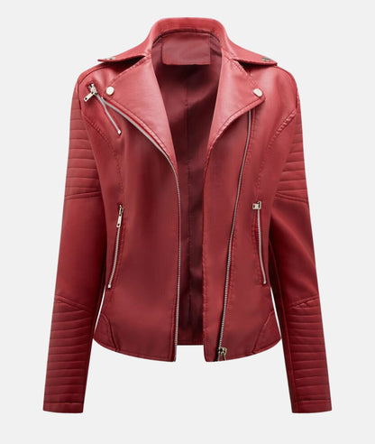 Schicke Damen Bikerjacke aus Kunstleder
