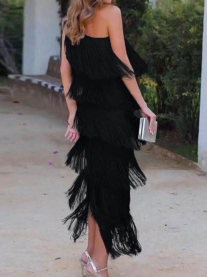 Müheloser Chic Asymmetrisches Maxikleid mit einer Schulter