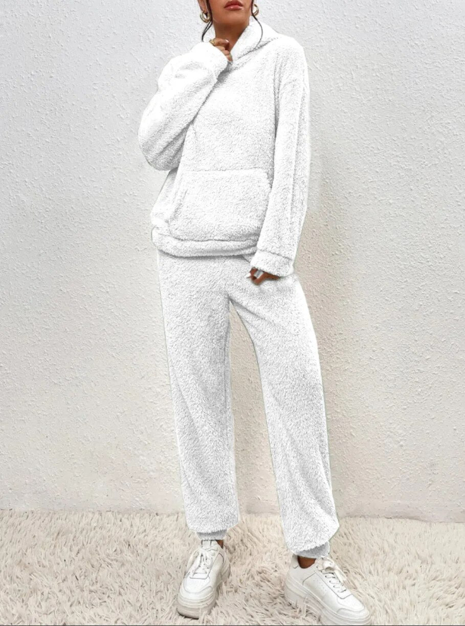Gemütliches Teddy-Zweiteiler-Loungewear-Set für Damen