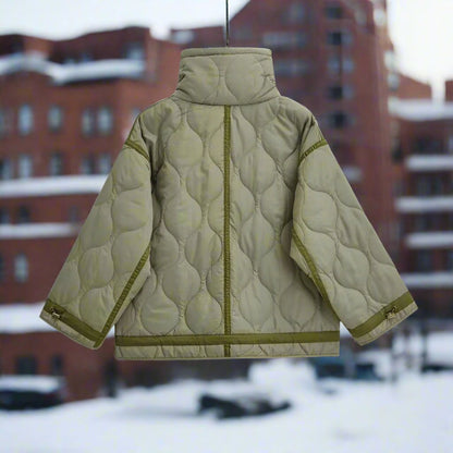 Damen-Baumwolljacke in Hüftlänge mit Stehkragen und Kordelzug