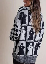 Halloween Karo Strickpullover
