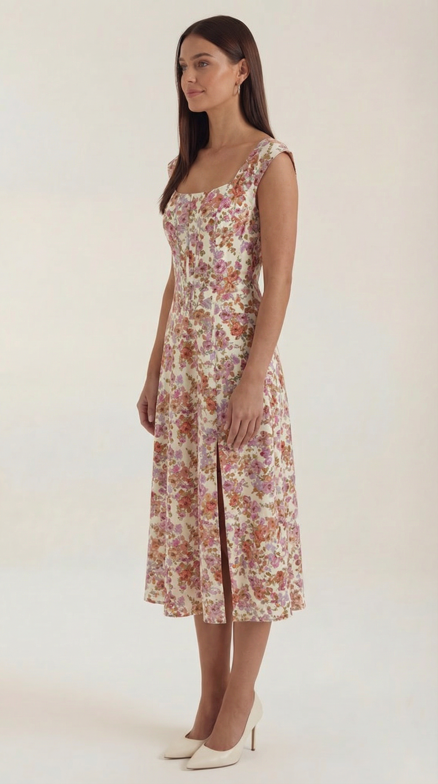 Damen Korsett Midi Kleid Hochzeitsgast Kleid