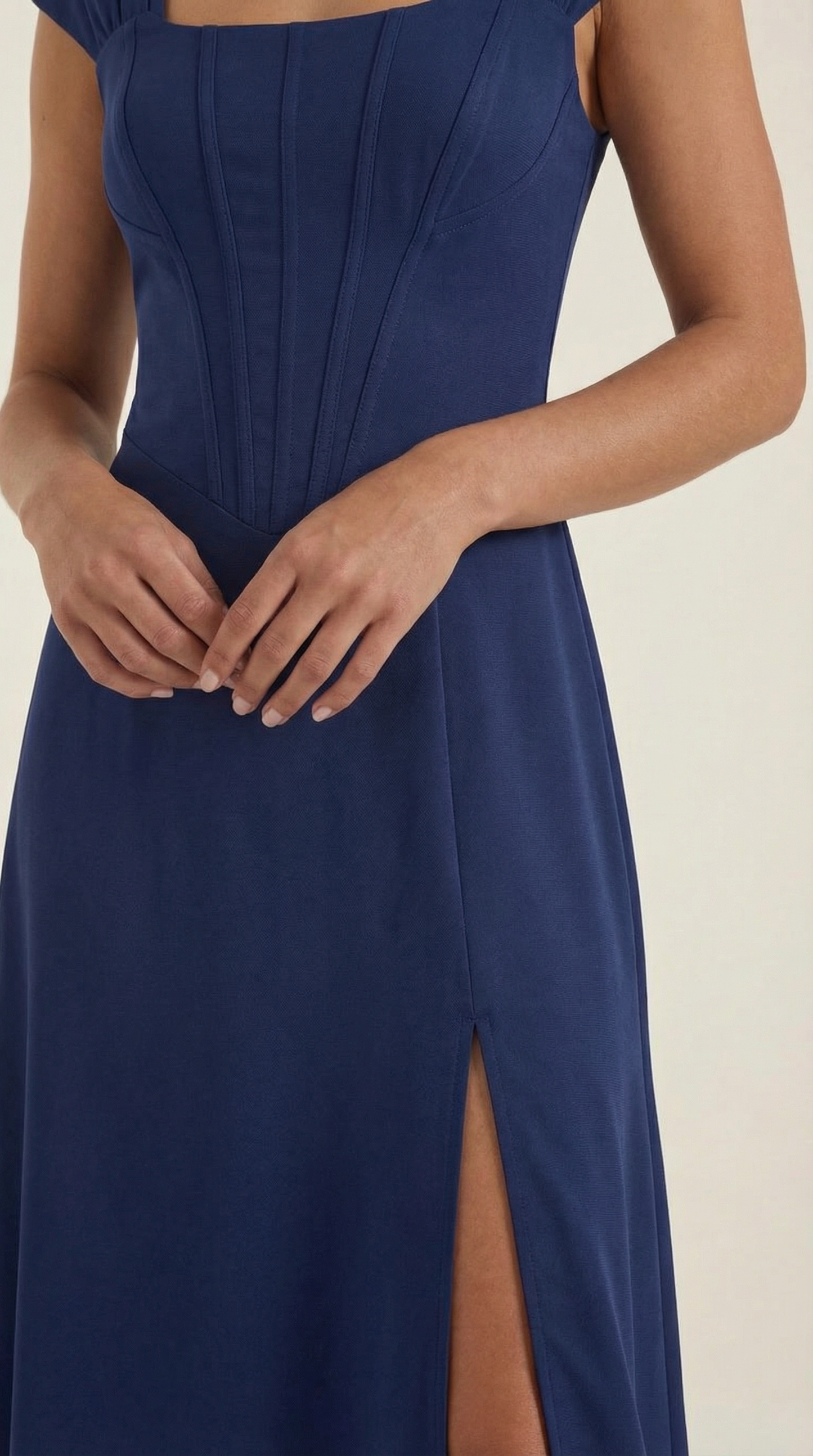 Damen Korsett Midi Kleid Hochzeitsgast Kleid