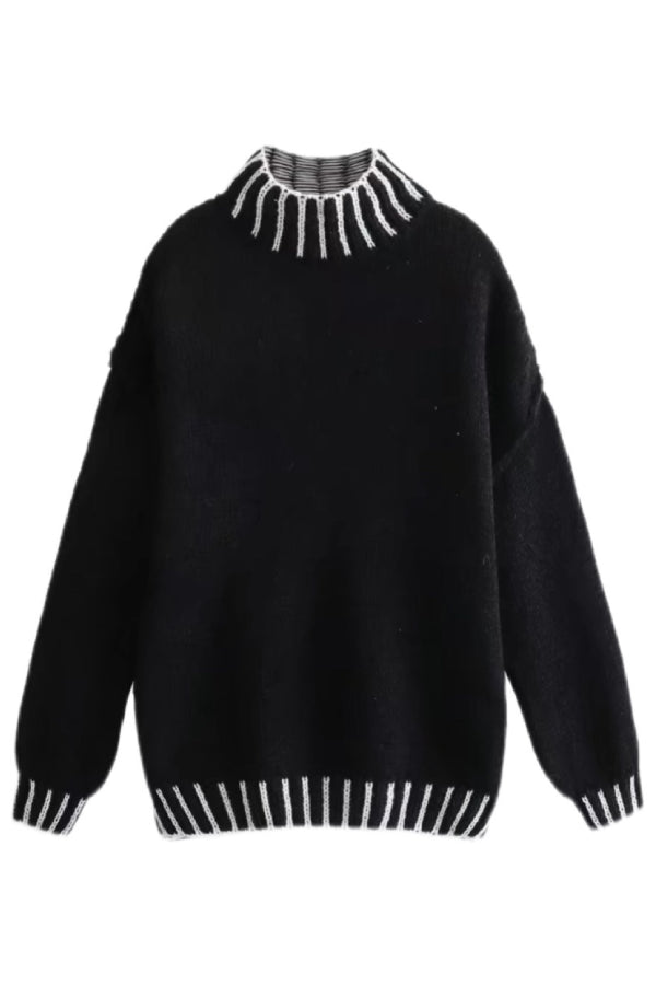 Gemütlicher Rollkragenpullover mit Farbblockdesign