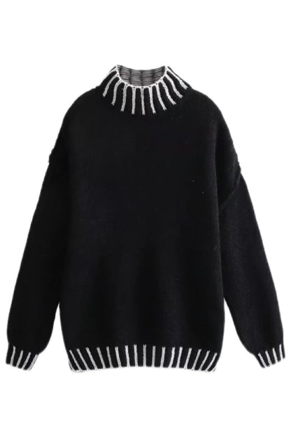Gemütlicher Rollkragenpullover mit Farbblockdesign