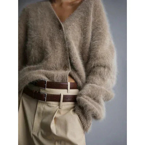 Gemütlicher Damen-Cardigan mit lockerem Schnitt und V-Ausschnitt