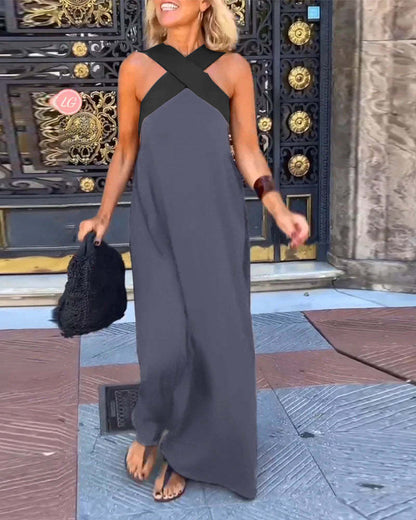 Ärmelloses Cross-Halter-Kleid mit geformter Silhouette