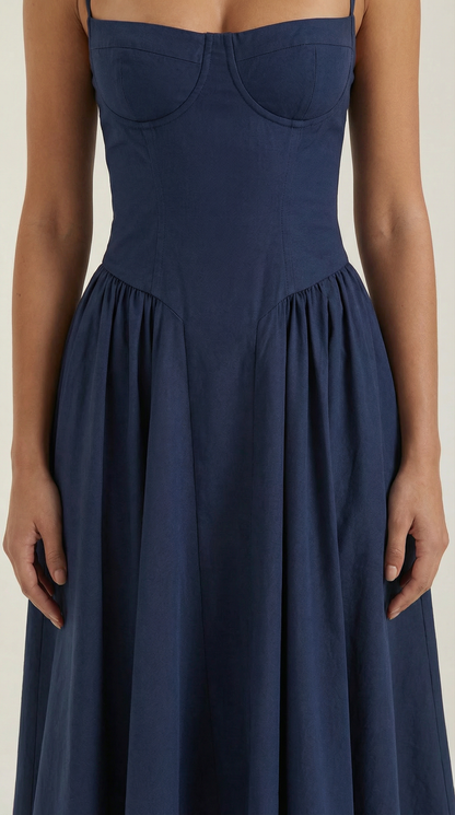 Damen Midikleid mit Blumenmuster und Korsett sowie herzförmigem Ausschnitt