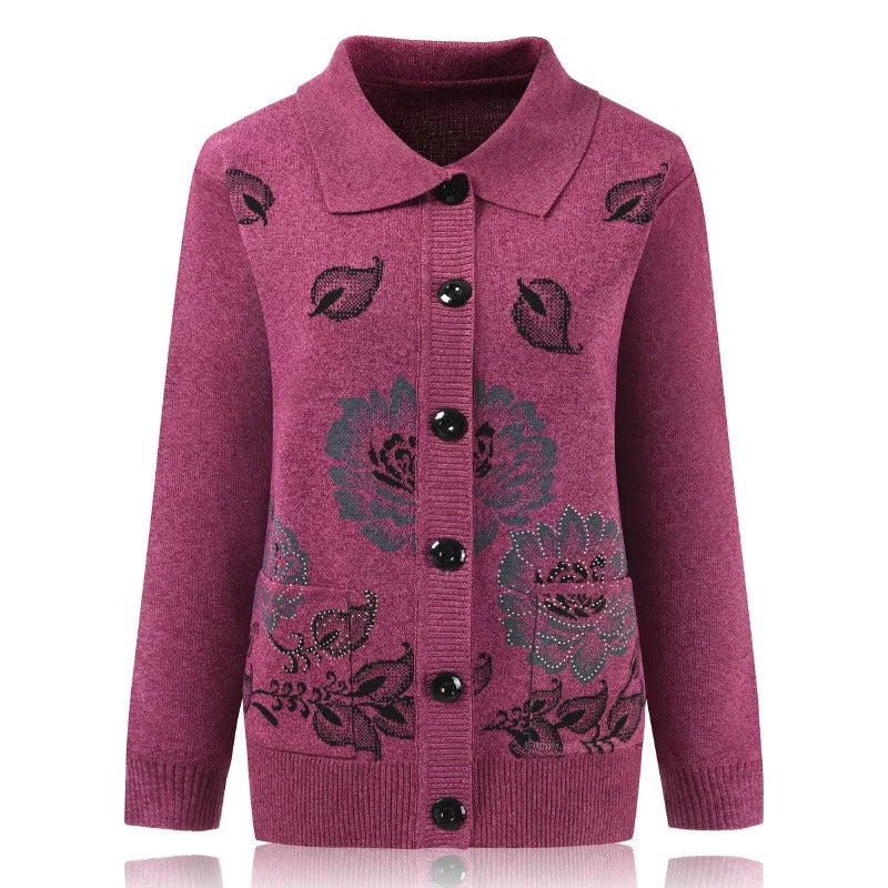 Ava® | Strickjacke mit Blumenstickerei