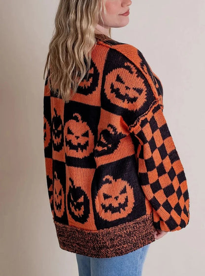 Halloween Karo Strickpullover