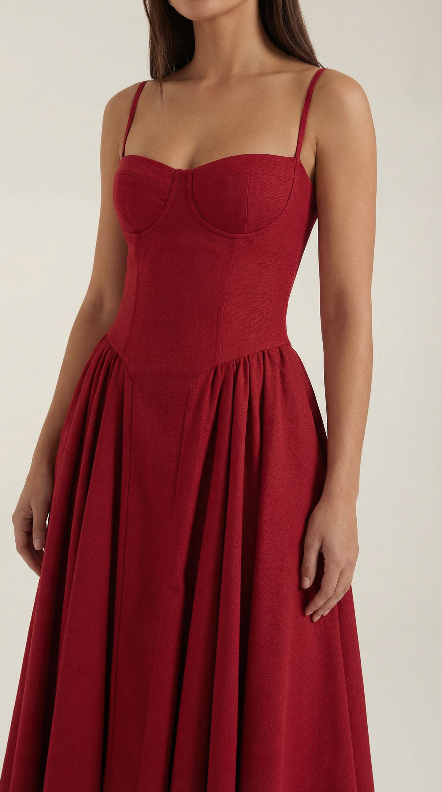 Damen Midikleid mit Blumenmuster und Korsett sowie herzförmigem Ausschnitt