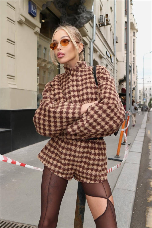 Vintage Hahnentritt Zweiteiler Set