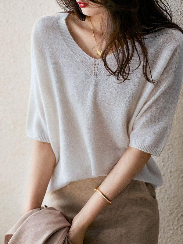 Luxuriöser weicher Kaschmir-V-Ausschnitt-Pullover für Damen