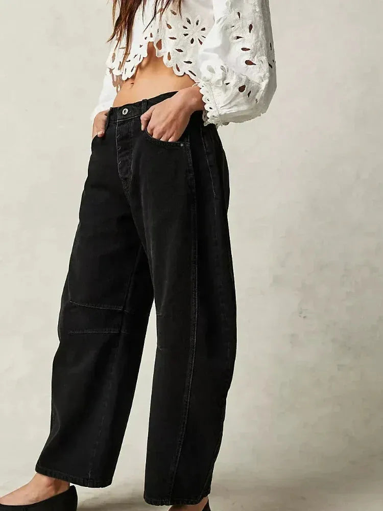 Weite Freizeithose aus Jeansstoff für Damen für den Winter