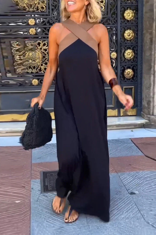 Ärmelloses Cross-Halter-Kleid mit geformter Silhouette