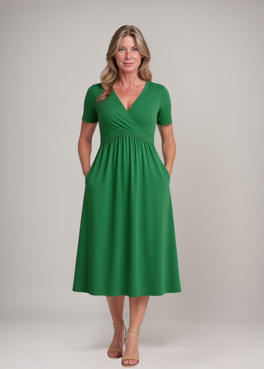 Irene® | Midikleid mit V-Ausschnitt und fließender Silhouette