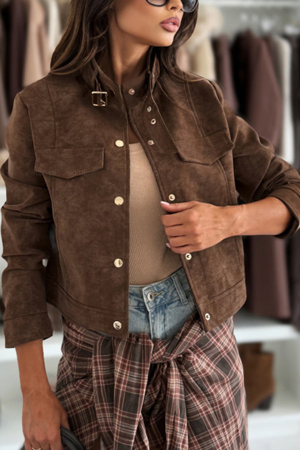 Schicke lässige Jacke mit langen Ärmeln und Knopfleiste