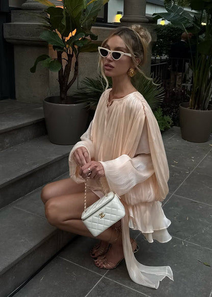 Estelle Champagner Satin Negligékleid