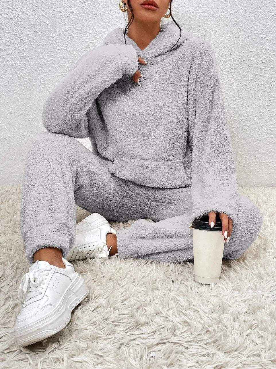 Gemütliches Teddy-Zweiteiler-Loungewear-Set für Damen