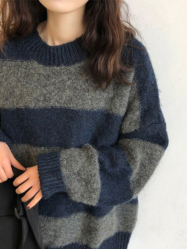 Gemütlicher eleganter übergroßer Strickpullover für Damen