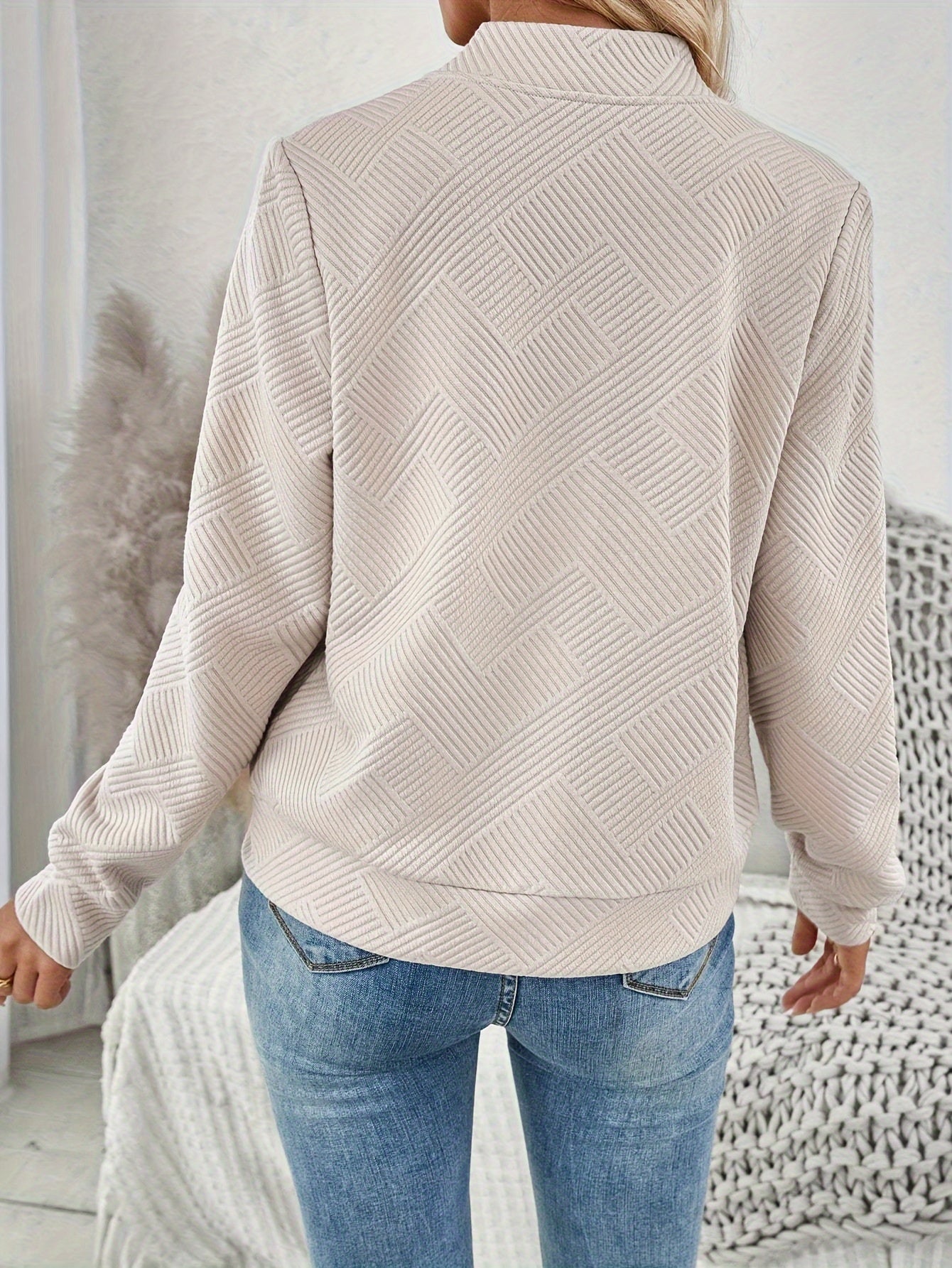 Strukturierte Reißverschlussjacke für Damen Eleganter Alltagsstil