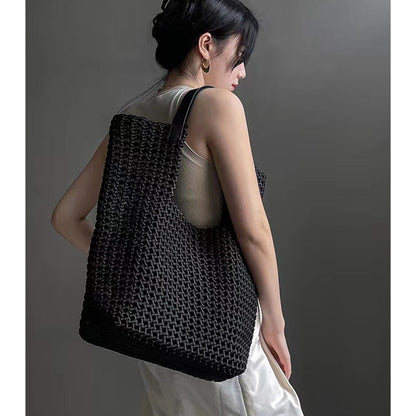 Übergroße handgewebte Leder-Tasche für den Alltag Chic