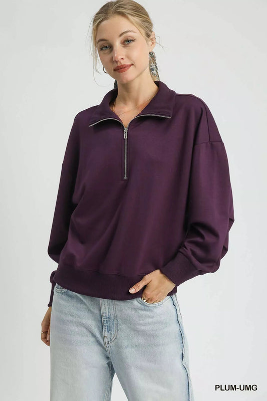 Lässiges gemütliches Halb-Reißverschluss-Pullover-Sweatshirt