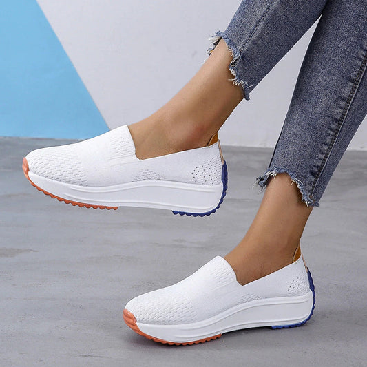 Damen Mesh Flache Slip-On Freizeitschuhe