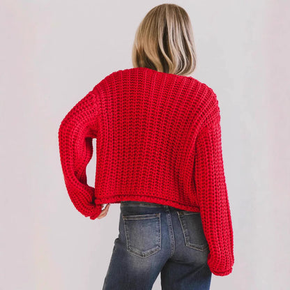 Cozy Chic Damen-Strickjacke mit Knöpfen und Taschen