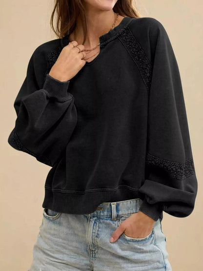 Gemütliches Sweatshirt mit Spitzenbesatz für lässig schicke Looks