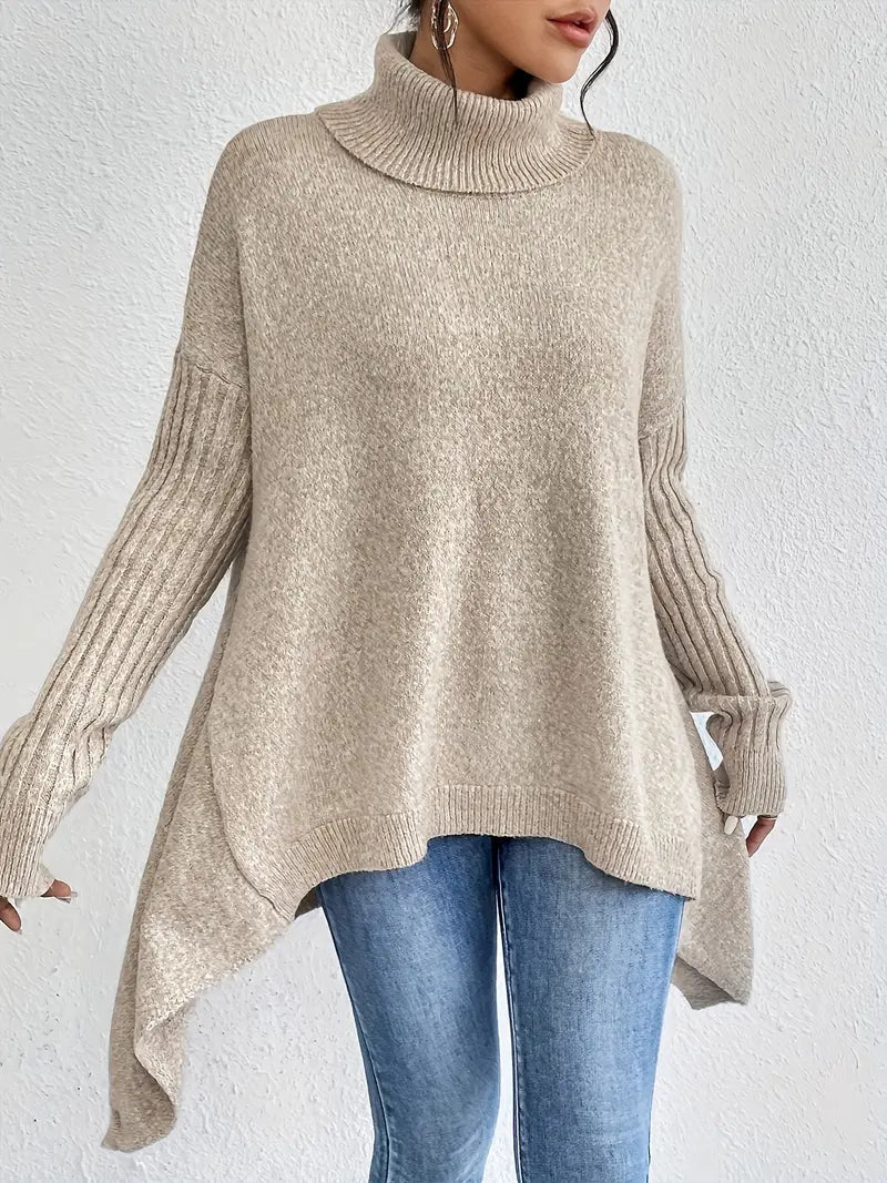 Gemütlicher langer Rollkragenpullover für täglichen Komfort