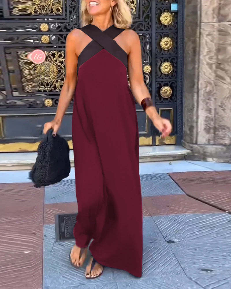 Ärmelloses Cross-Halter-Kleid mit geformter Silhouette