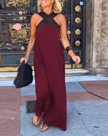 Ärmelloses Cross-Halter-Kleid mit geformter Silhouette