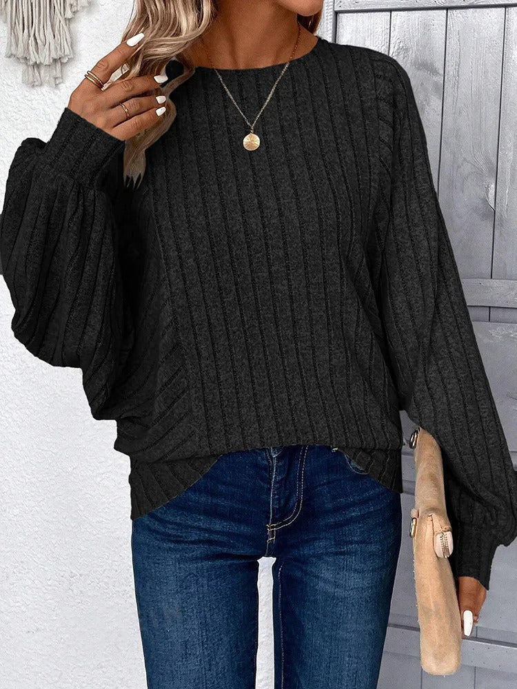 Elke® |Kuscheliger Strickpullover mit Ballonärmeln