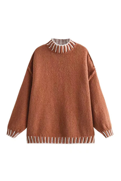 Gemütlicher Rollkragenpullover mit Farbblockdesign