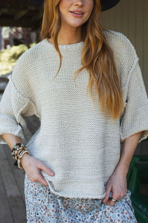 Gemütlicher Grobstrick Pullover mit Rundhalsausschnitt