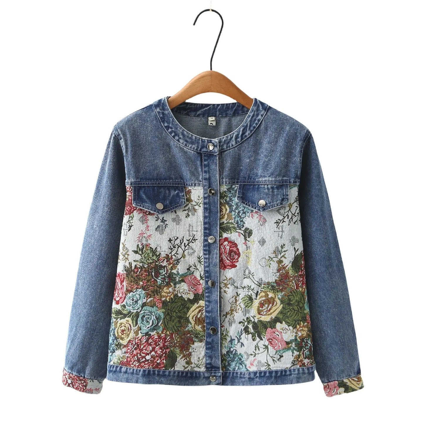 Elke® | Denimjacke mit Blumenstickerei