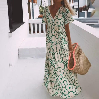 Bequemes Maxikleid mit kurzen Ärmeln für Damen
