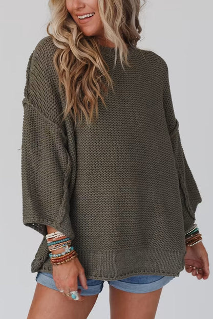 Gemütlicher Grobstrick Pullover mit Rundhalsausschnitt