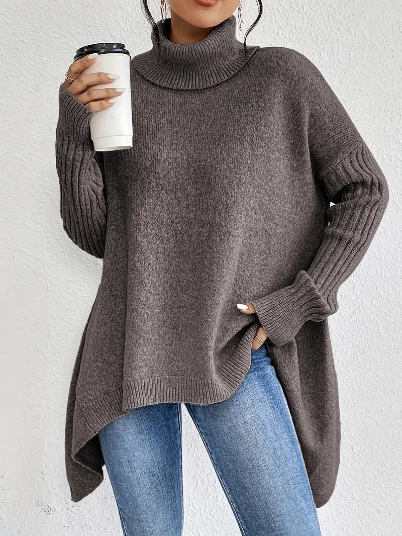 Gemütlicher langer Rollkragenpullover für täglichen Komfort