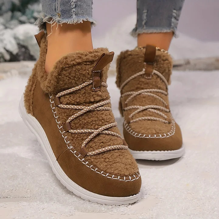Gemütliche Plüsch-Patchwork-Winterstiefel für Damen